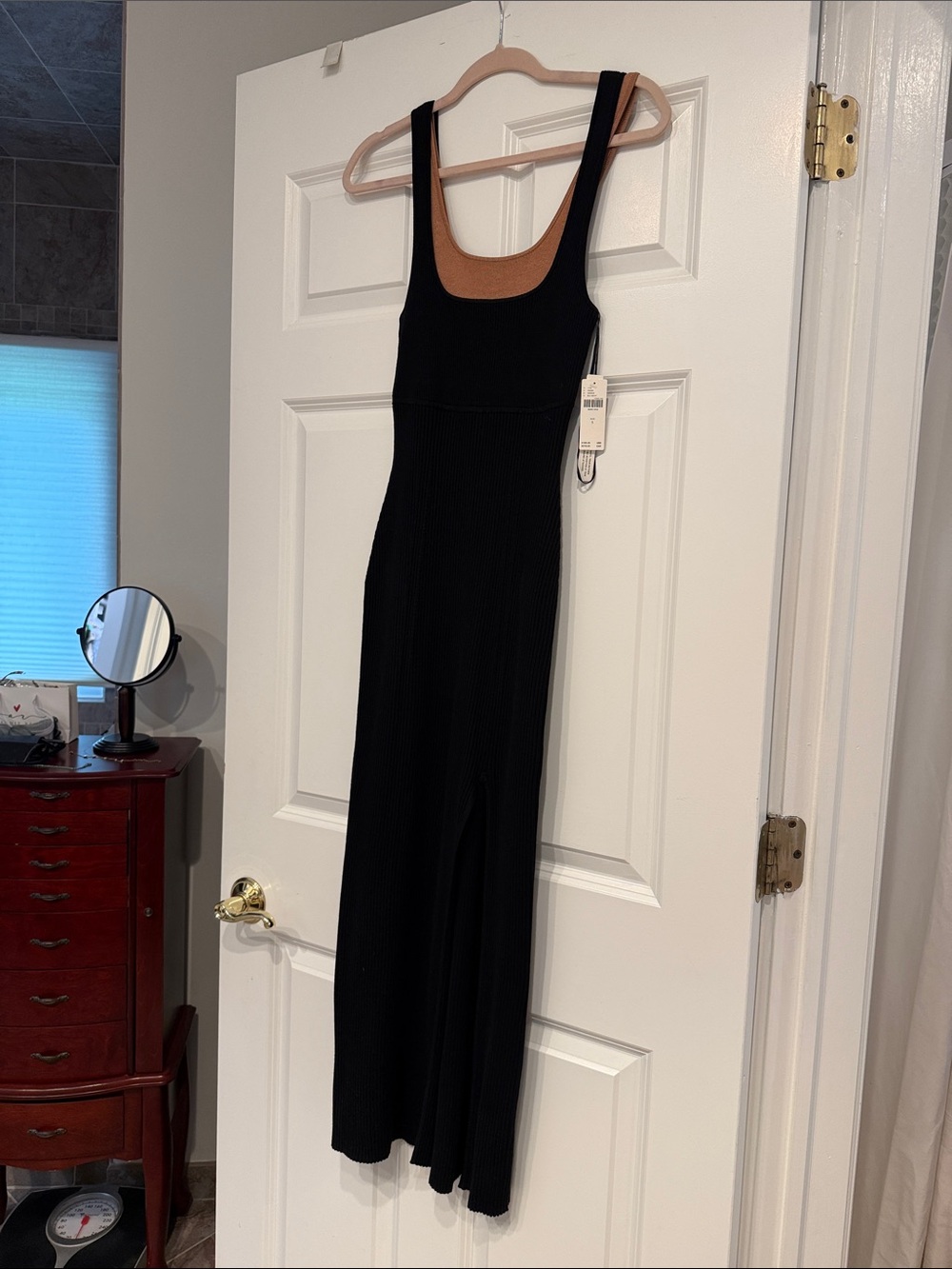 Anthropologie Black Maxi Dress with Brown Lining